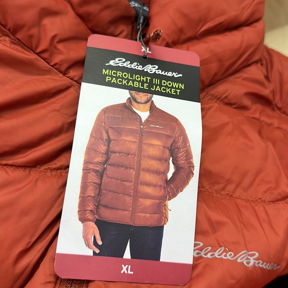 Eddie Bauer Men’s Microlight Down Packable Jacket, Lightweight, Size XL, NWT - Picture 3 of 8